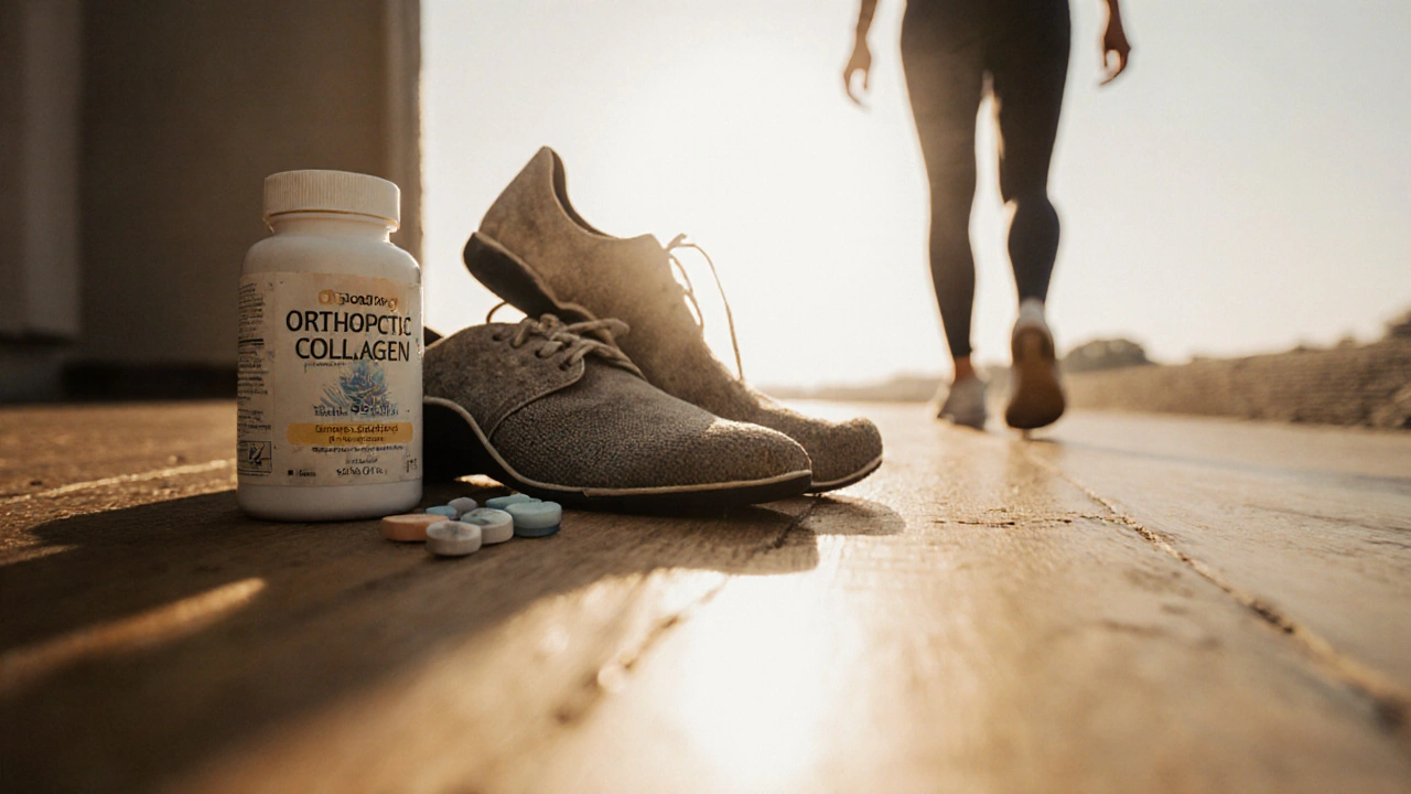 Kolagen, vitamín C a ortopedické vložky vedle obuvi, cesta k pohybu.