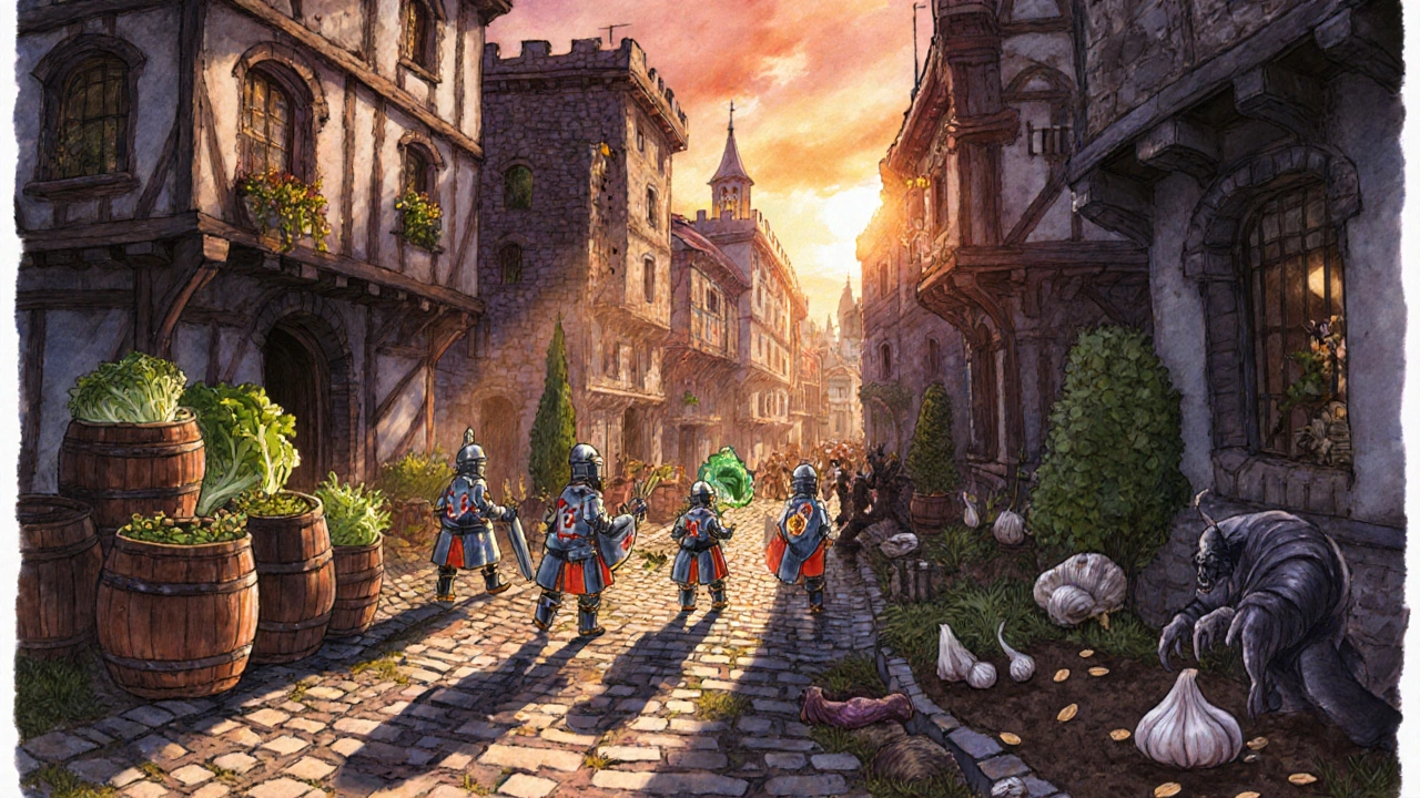 Město symbolizující střevo, kde laktobacily čistí a chrání před škodlivými mikroorganismy.