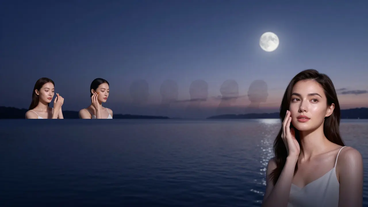 Časová osa ukazující změnu pokožky od mladosti k dospělosti.