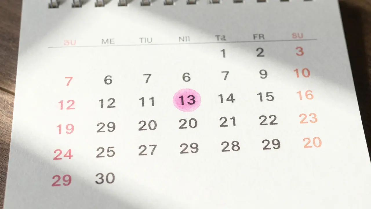 Kalendář menstruačního cyklu s označenou ovulací