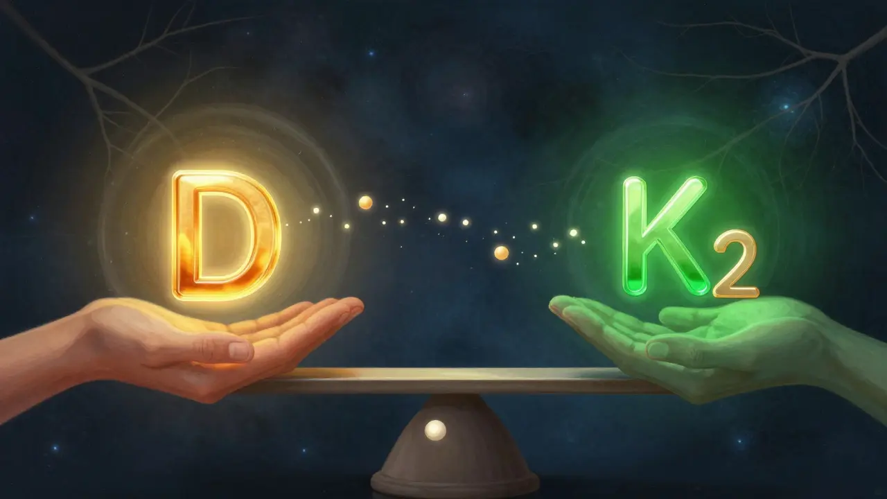 Váhající váha s vitamínem D a K2, které směřují vápník do kostí místo tepen.