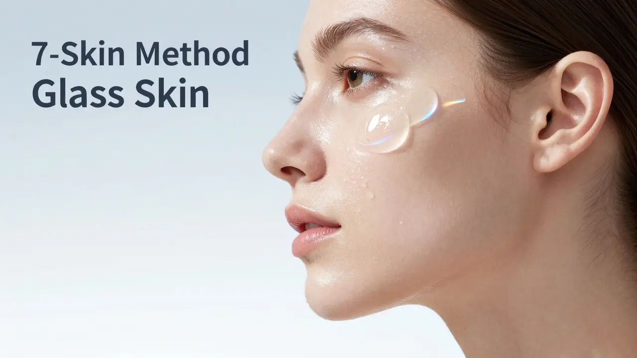 Zářící a vyzařující pleť s efektem glass skin po vrstvení hydratace.