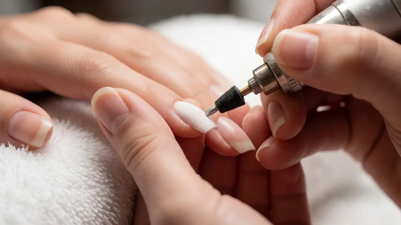 Electric drill removing acrylic nail extensions